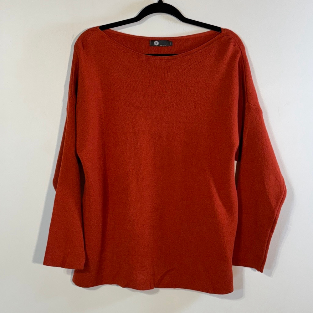 Made In Italy Sweater Women’s XL Orange Rust Crew Neck Long Sleeve Modal Blend